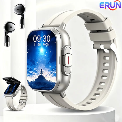 2026 New Men's Smartwatch, Two-in-One Smartwatch with Built-in TWS Earbuds, Supports Wireless Charging, 2.01 HD Display, Multiple Sports Modes, Weather and Calendar Functions, Rechargeable Lithium Battery, Music Control
