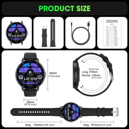 2026 New Smartwatch, Men's Watch, Women's Watch, 1.38-inch Screen, HD Display, 250mAh Battery, 60 Days Long Standby Time, Simple and Elegant, 100+ Sports Modes, Can Make and Answer Calls, Message Notifications, Multiple Watch
