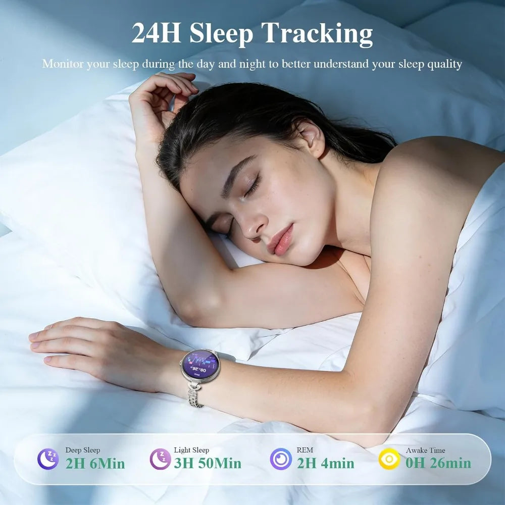Smartwatch for Women: Call/Answer, 1.04" AMOLED, 24H Sleep Tracker, Fitness & Health Monitor, Water Resistant, iOS/Android