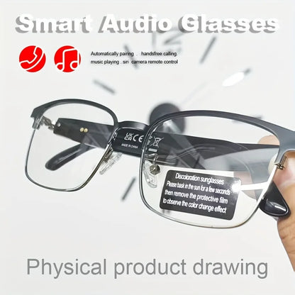 Bluetooth Smart Audio Glasses Photochromic Lens Open Ear Headphones Hands-free Calling Music Remote Shutter Smart Glasses for Men Women