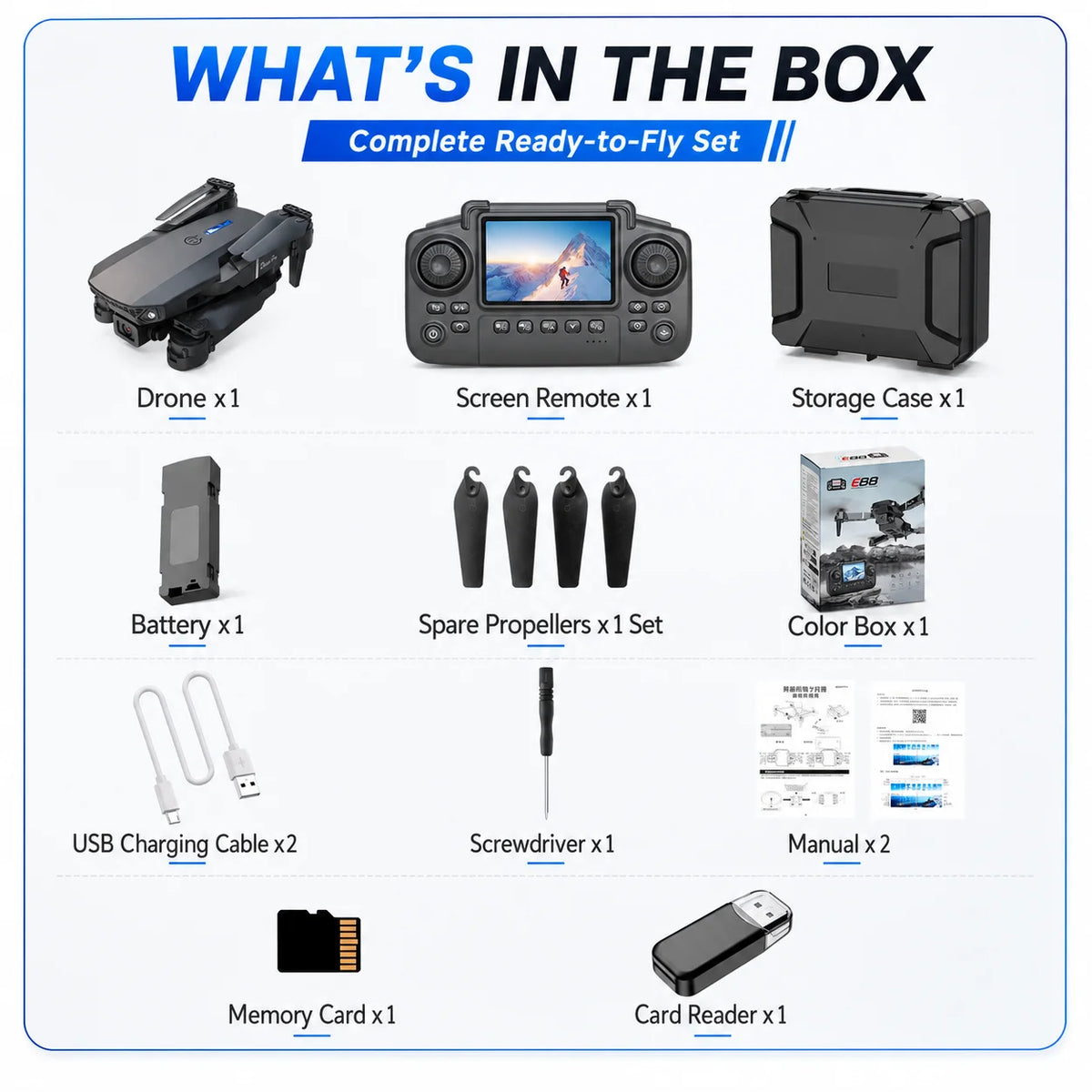 Screen Control Drone Optical Flow Positioning Brushless Motor Dual HD Camera 90° Adjustable 110° Wide Angle 50X Zoom FPV Quadcopter