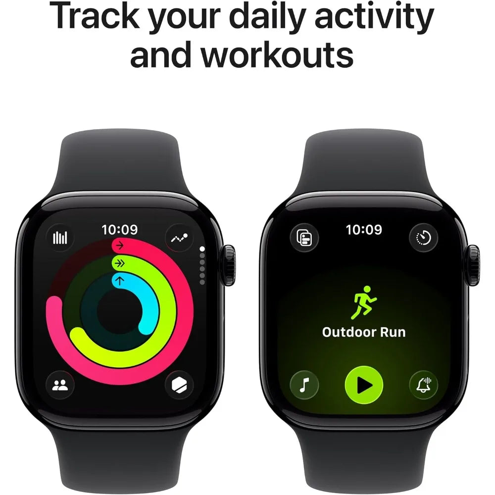 GPS 42mm Smartwatch with Black Aluminum Case and Sport Band - S/M. Sleep, Fitness, Health, Always-On Display, Water Resistant