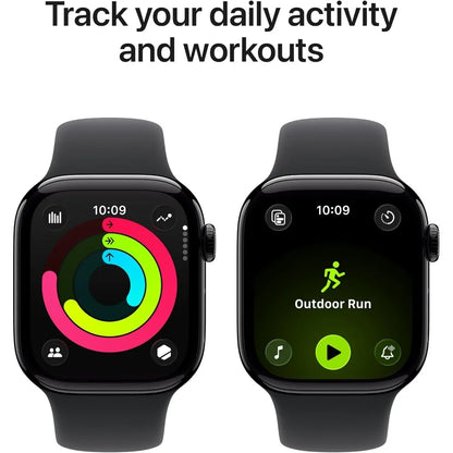 GPS 42mm Smartwatch with Black Aluminum Case and Sport Band - S/M. Sleep, Fitness, Health, Always-On Display, Water Resistant