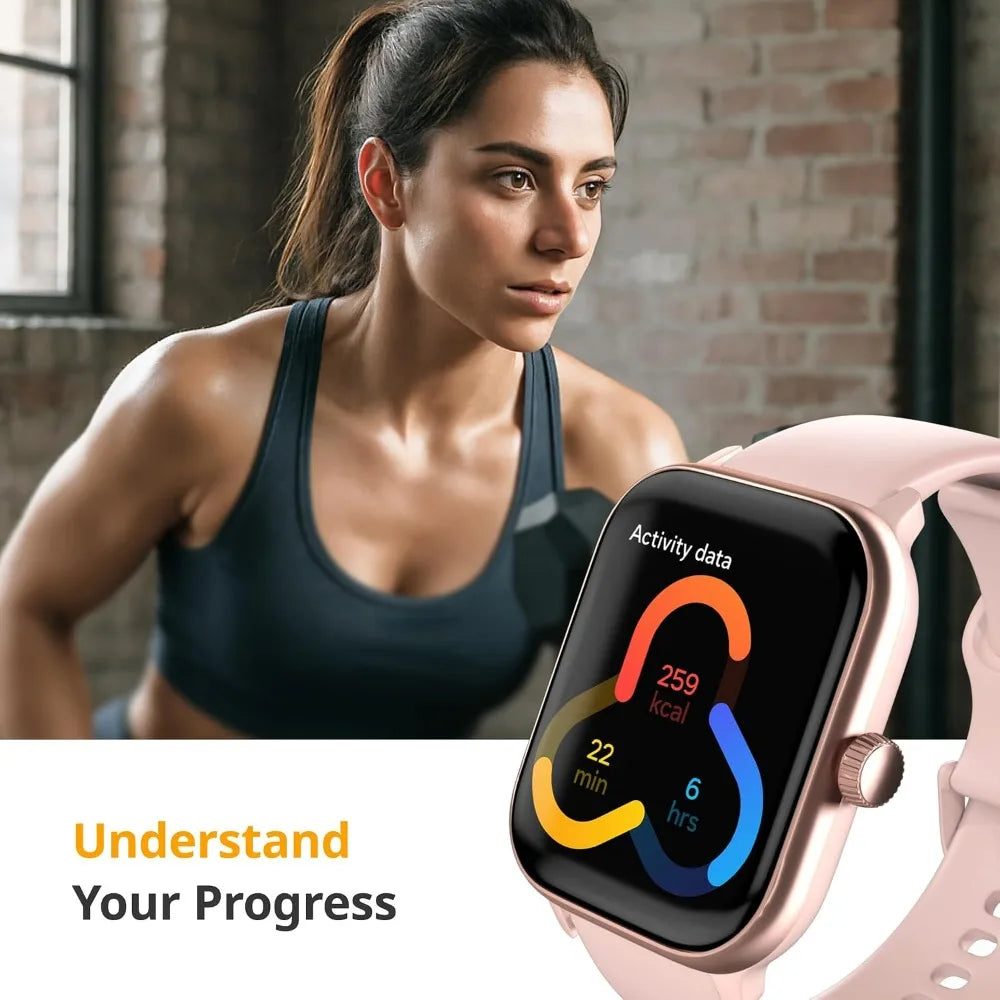 Smartwatch 4: Heart Rate, Sleep, SpO2 Monitor, Pedometer, Fitness Tracker, Call Features, Waterproof, iOS & Android Compatible