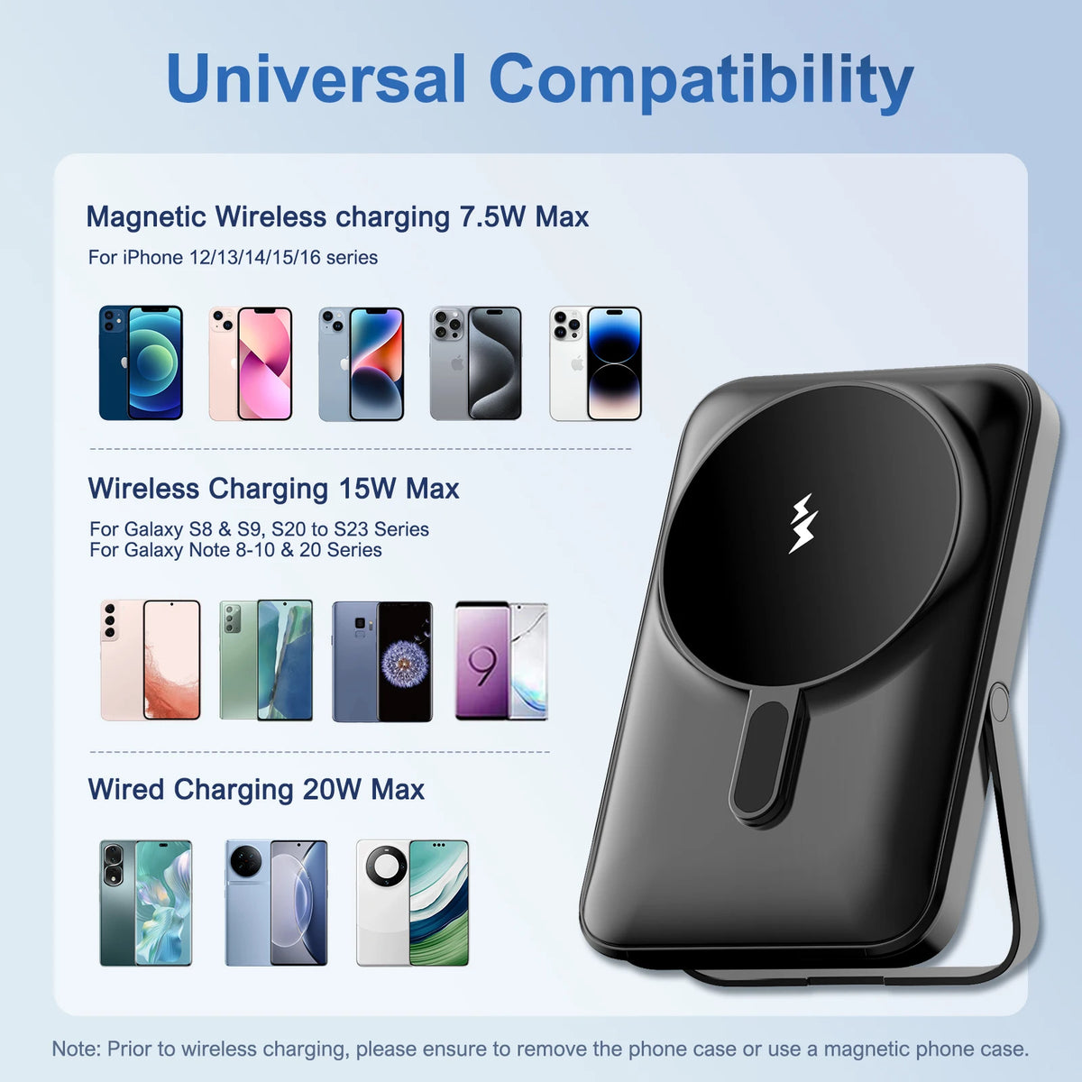 10000mAh Magnetic Power Bank Ultra-Thin Portable 20W Fast Charging with Digital Display USB-C Cable Foldable MagSafe for iPhone