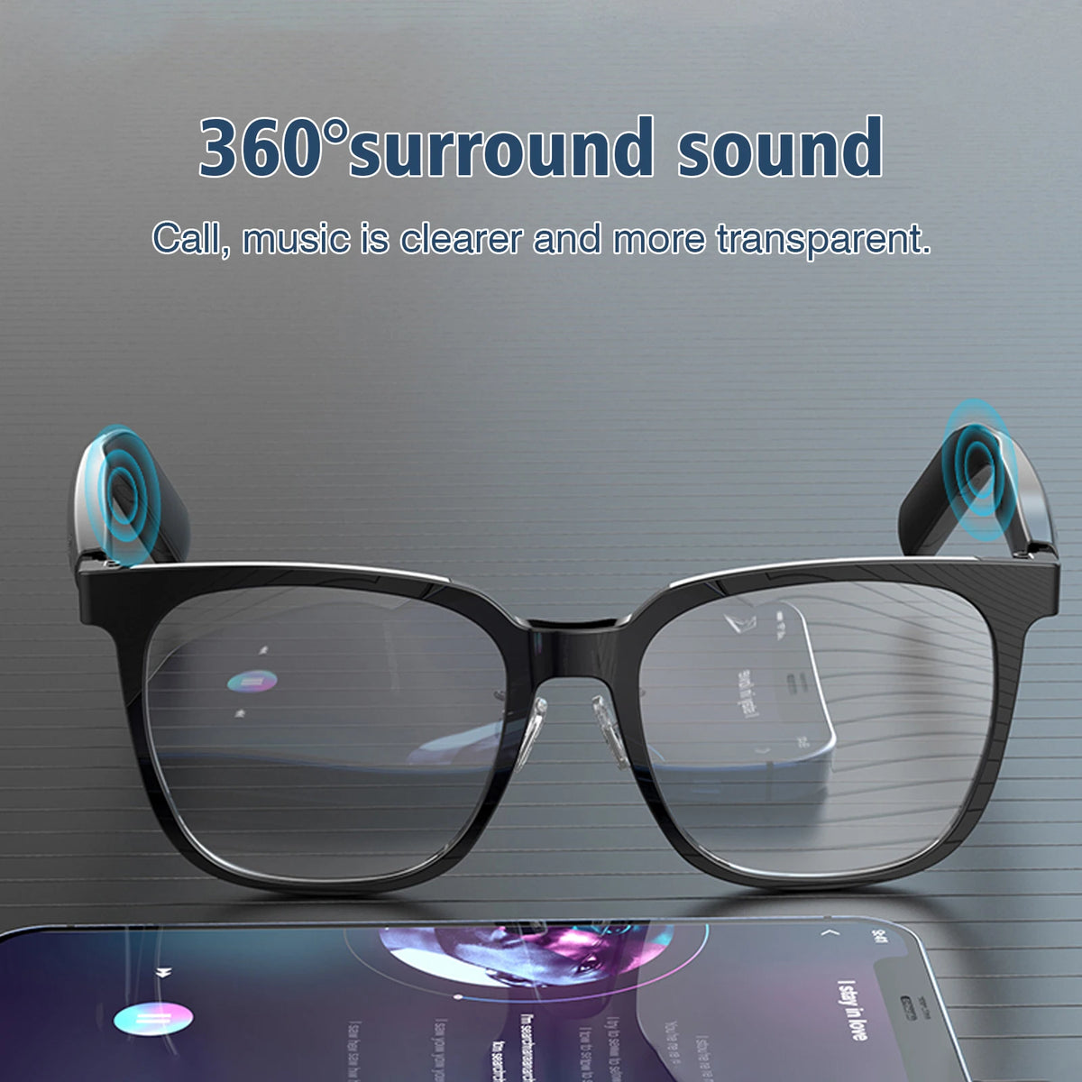 2025 smart glasses, can answer/make calls, intelligent noise reduction, touch voice assistant, unisex, blue light blocking glass