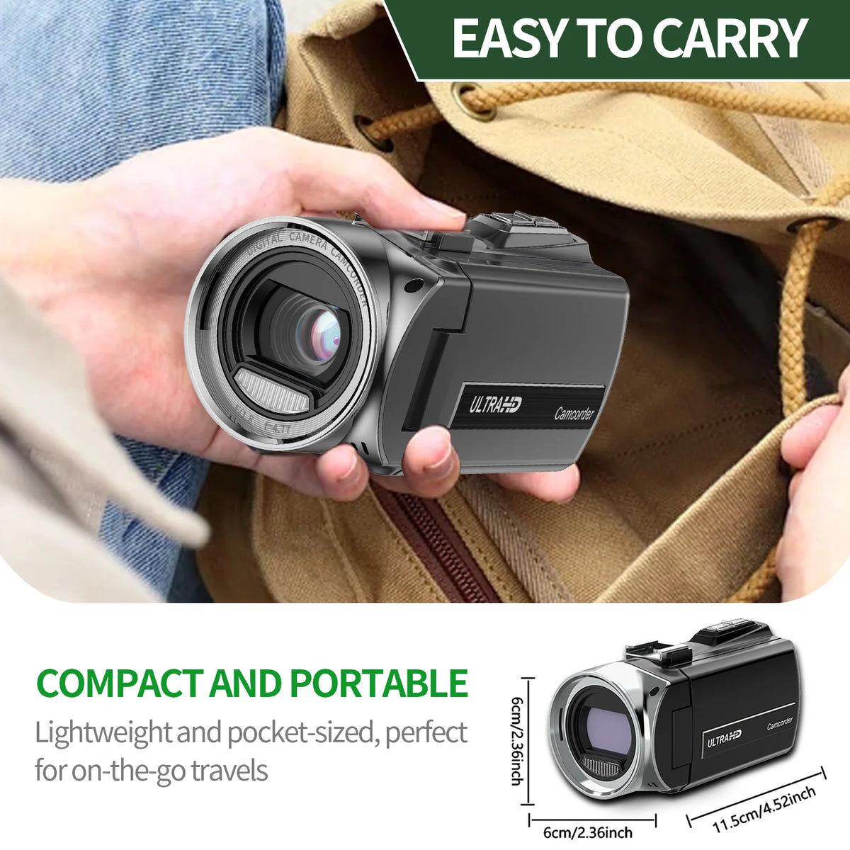 48mp 4k High-Definition Handheld Dv Camera - Professional Vlog Recording Equipment - 18x Digital Zoom + 3-Inch 270° Flip Screen - With Noise Reduction Microphone - Intelligent Anti-Shake Function - Comes With 32g Sd Card