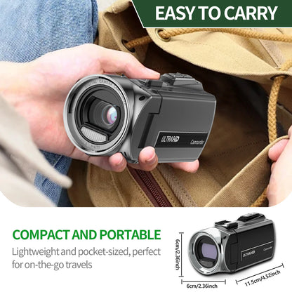 48mp 4k High-Definition Handheld Dv Camera - Professional Vlog Recording Equipment - 18x Digital Zoom + 3-Inch 270° Flip Screen - With Noise Reduction Microphone - Intelligent Anti-Shake Function - Comes With 32g Sd Card