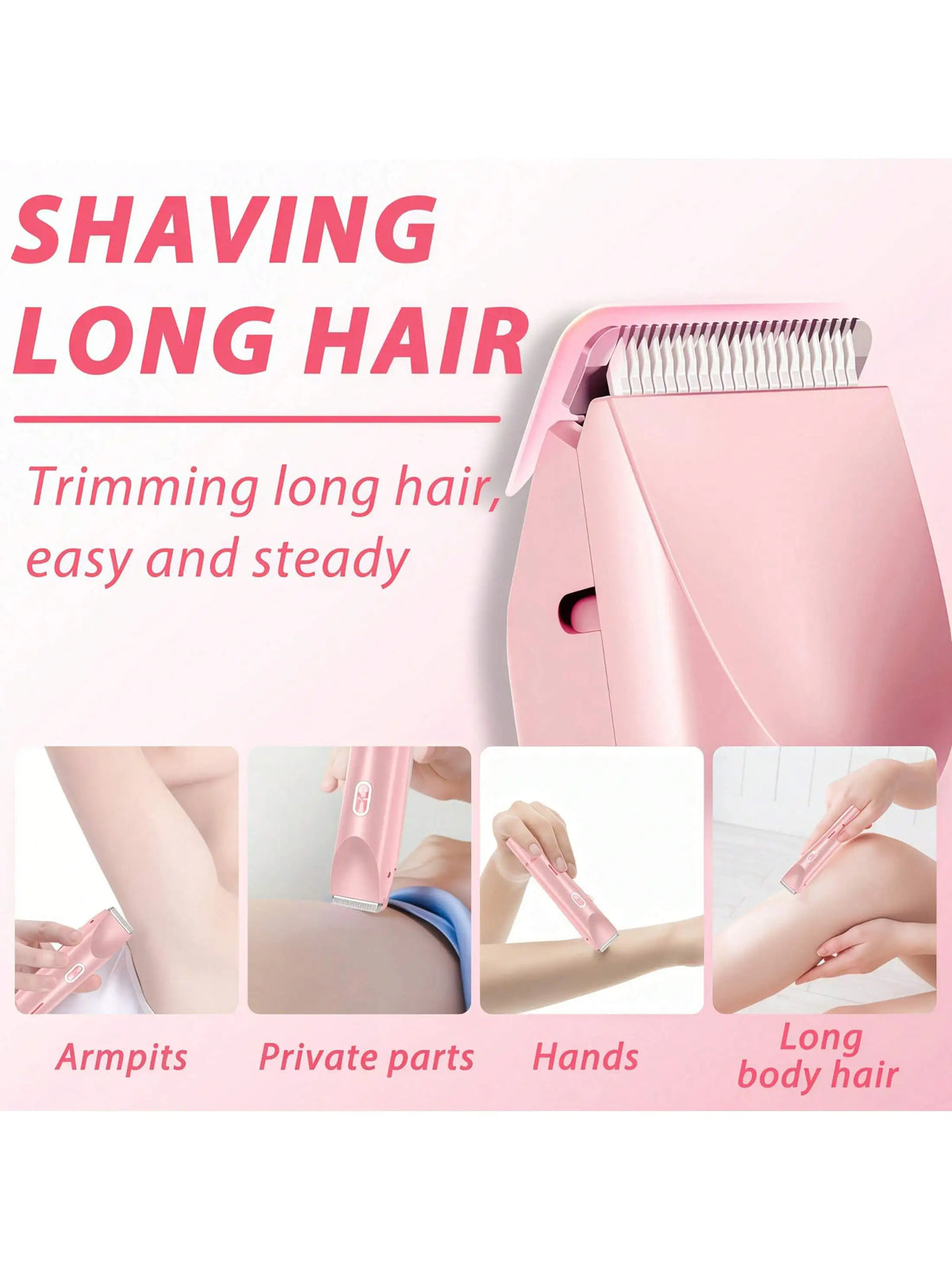 Women's Bikini Trimmer, Women's Electric Shaver, Replaceable Heads, Facial and Intimate Hair Trimmer, USB Rechargeable, with Base, Travel Cordless Body Shaver, Suitable for Face/Legs/Underarms, Women's Gift
