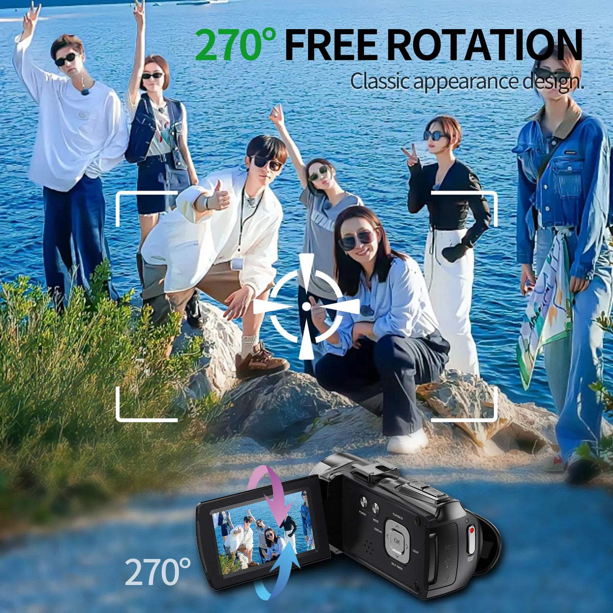 48mp 4k High-Definition Handheld Dv Camera - Professional Vlog Recording Equipment - 18x Digital Zoom + 3-Inch 270° Flip Screen - With Noise Reduction Microphone - Intelligent Anti-Shake Function - Comes With 32g Sd Card
