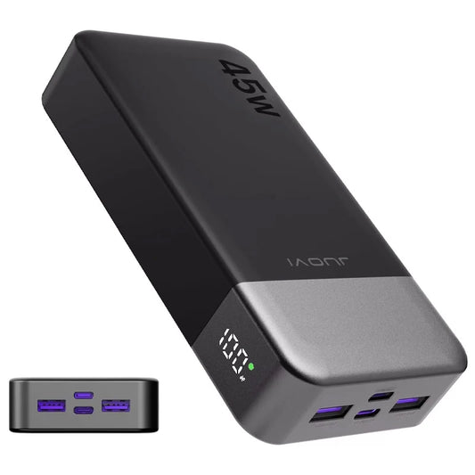 JUOVI Power Bank 20000mAh 45W Portable Charger PD3.0 QC4.0 Fast Charging 4-Port with LED Display Battery Pack Charger Portable for MacBook IPhone17 16 15 14 13 Pro