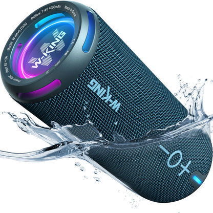 W-KING D320 Blue Bluetooth Speaker 40W Portable Wireless IP67 Waterproof Bluetooth 5.3 Deep Bass 24H Playtime Stereo Speaker