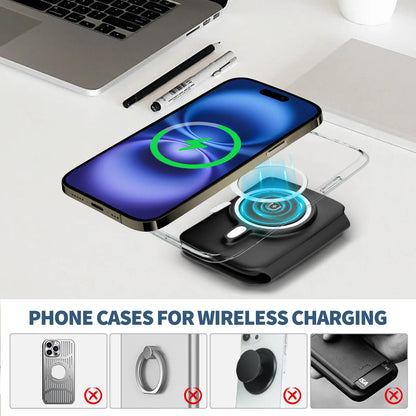 Foldable 3-in-1 15W Wireless Charger Station Magnetic Phone Charge Dock Fast Charging for Apple Watch iPhone 17 16 pro - Travel