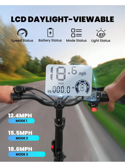 GYROSHOES 650W Adult Electric Scooter With Seat 36V 10.4Ah Battery 25 Miles Range 14 Inch Wheel Foldable E Scooter Dual Suspension UL2272 Certified Commuter E-Scooter With Basket LED Display Dual Disc Brake Load 265lbs