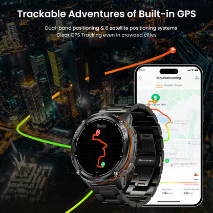 KOSPET TANK T3 Ultra 2 GPS Smart Watches Men Compass Altimeter Barometric 5ATM IP69K Waterproof AMOLED Bluetooth Call Mens Watch