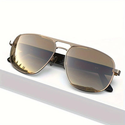 Smart Bluetooth Audio Sunglasses for Men Women, Metal Frame Polarized Lens Wireless Glasses, Built‑in Speaker & Mic, Hands‑Free Music Call Sunglasses for Outdoor Sports Cycling Driving Travel