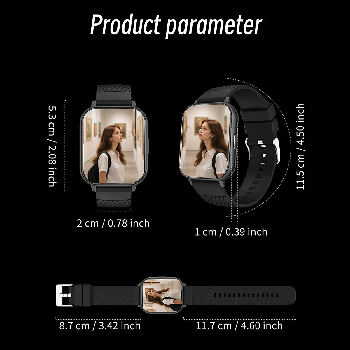 Sports Smart Watch, 1.83inch Full Touch Screen Display with Message, Answer Make Call Smartwatch, Sleep Monitoring, Sports Pedometer, Information Alerts, for iPhone Android Phones, Smartbands Fitness Watch for Women Men Frien
