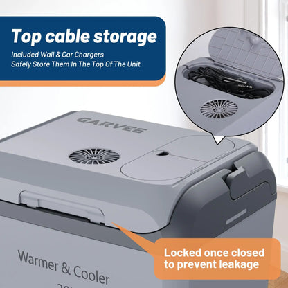 Electric Cooler Car Fridge 32QT 12V And 110V Portable Cooler And Warmer For Truck Ideal For Camping Road Trips And Trucking 32QT Portable Car Fridge With Cooling And Heating Functions