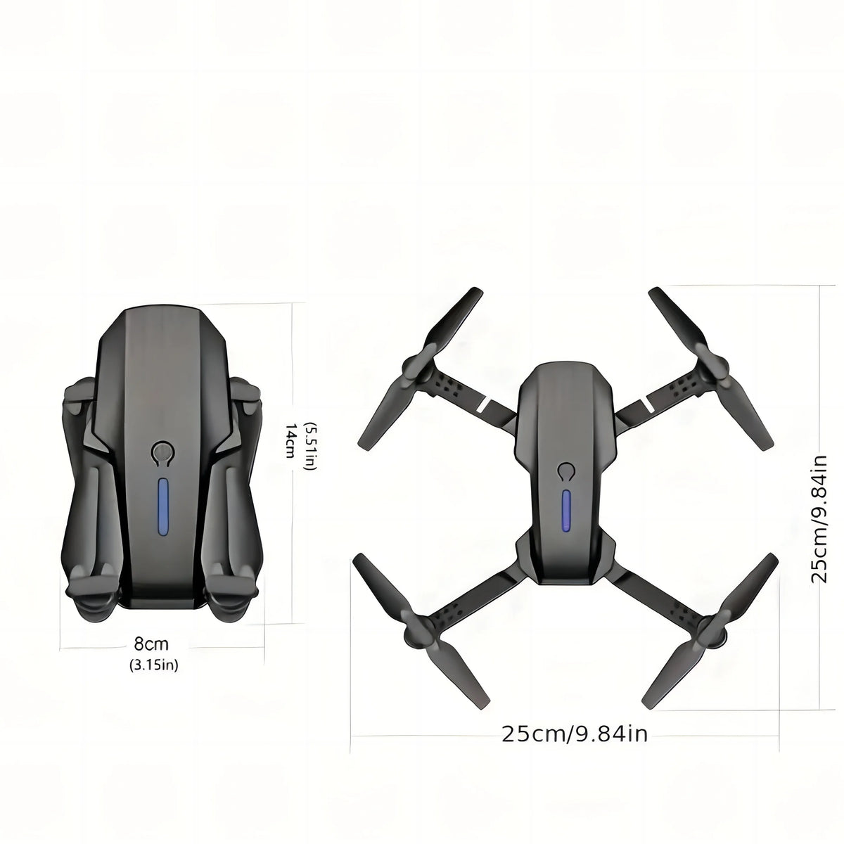 FACEGLE upgraded E88 dual camera drone, dual cameras, fixed altitude hover, smoother flight, one click stunt roll, headless mode, LED lights, protective frame, one click control, suitable for beginners, foldable quadcopter, b
