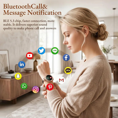 Stylish Women's Smart Watch - Call Handling, 1.19" AMOLED, 24H Health Tracker, Over 100 Sport Modes, Waterproof for iOS/Android