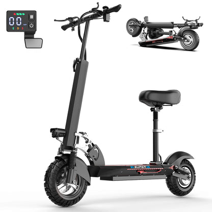 Misodo Electric Scooter for Adults with Seat, 1600W Motor, 45-Mile Range, 22 Mph Max Speed, 48V 15AH Battery, 265 lbs Max Load, Dual Disc Brake, Foldable 10" Off-Road E Scooter for Teens, UL2272 Certified