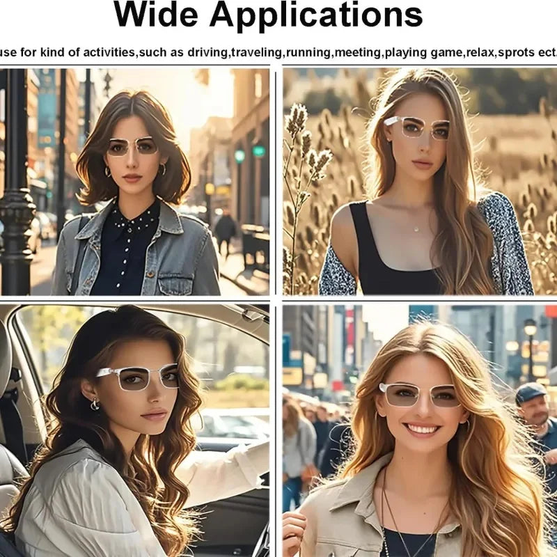 Adaptive Lens Open‑Ear Audio Glasses, Bluetooth Smart Sunglasses with Color‑Changing Lenses, Hands‑Free Calls, Music & Voice Assistant, Unisex Eyewear for Daily Work & Outdoor Scenarios
