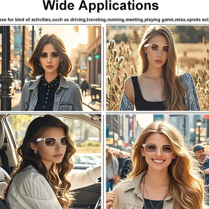 Adaptive Lens Open‑Ear Audio Glasses, Bluetooth Smart Sunglasses with Color‑Changing Lenses, Hands‑Free Calls, Music & Voice Assistant, Unisex Eyewear for Daily Work & Outdoor Scenarios