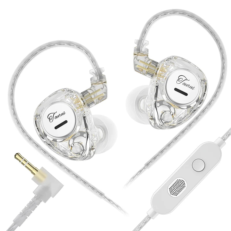 KZ Taurus Wired In Ear Monitor Earbuds Horizontal 2DD Dynamic Driver HiFi IEM Headphones Detachable 0.78mm Silver Plated Cable 3.5mm Gaming Earphones Optional Mic Noise IsolatingMusic Sports Laptop