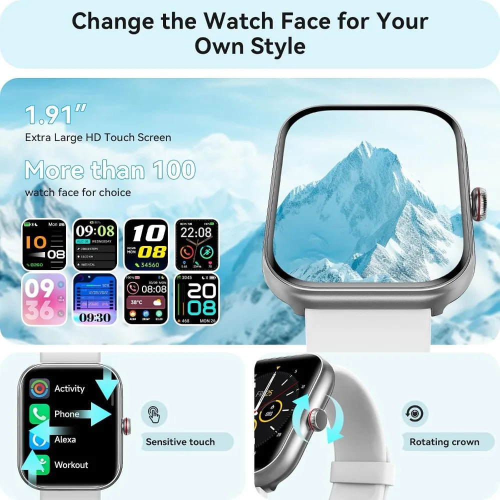 Bluetooth Smartwatch with Fitness Tracker, Answer/Call, Waterproof and Health Monitoring