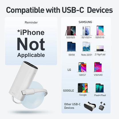 IWALK portable power bank with large capacity and fast charging comes with 9600mAh built-in cable suitable for iPhone Lightning