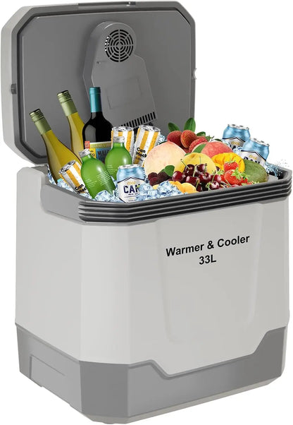 TWISTER.CK Portable 35Qt Car Refrigerator – 12V/AC/DC Electric Cooler with Heating Mode, 33L Capacity for Camping, RV, Truck, Boating & Road Trips