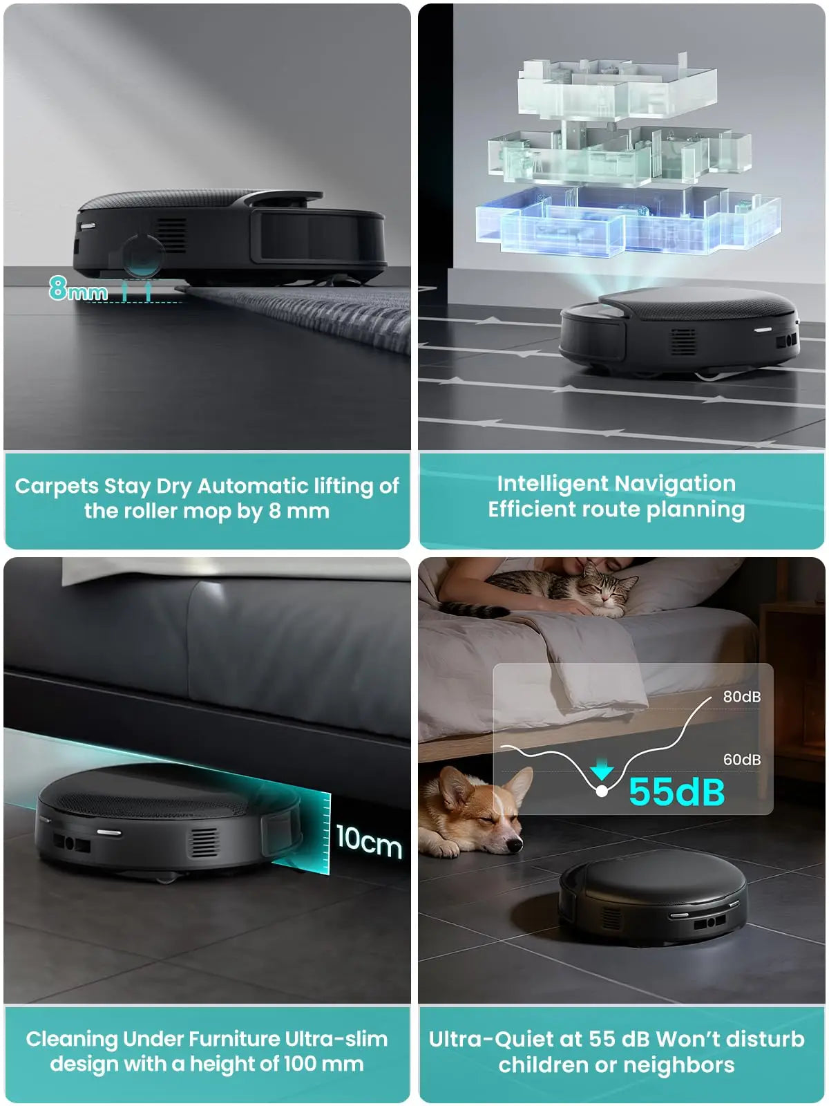 Lefant  M5 Robot Vacuum and Mop, 18000Pa Suction, PSD 2.0 Obstacle Avoidance, All-in-One Robot Vacuum 120 Day Self-Emptying, Self Cleaning Mop, Auto Drying, Supports 2.4G/5G WiFi,