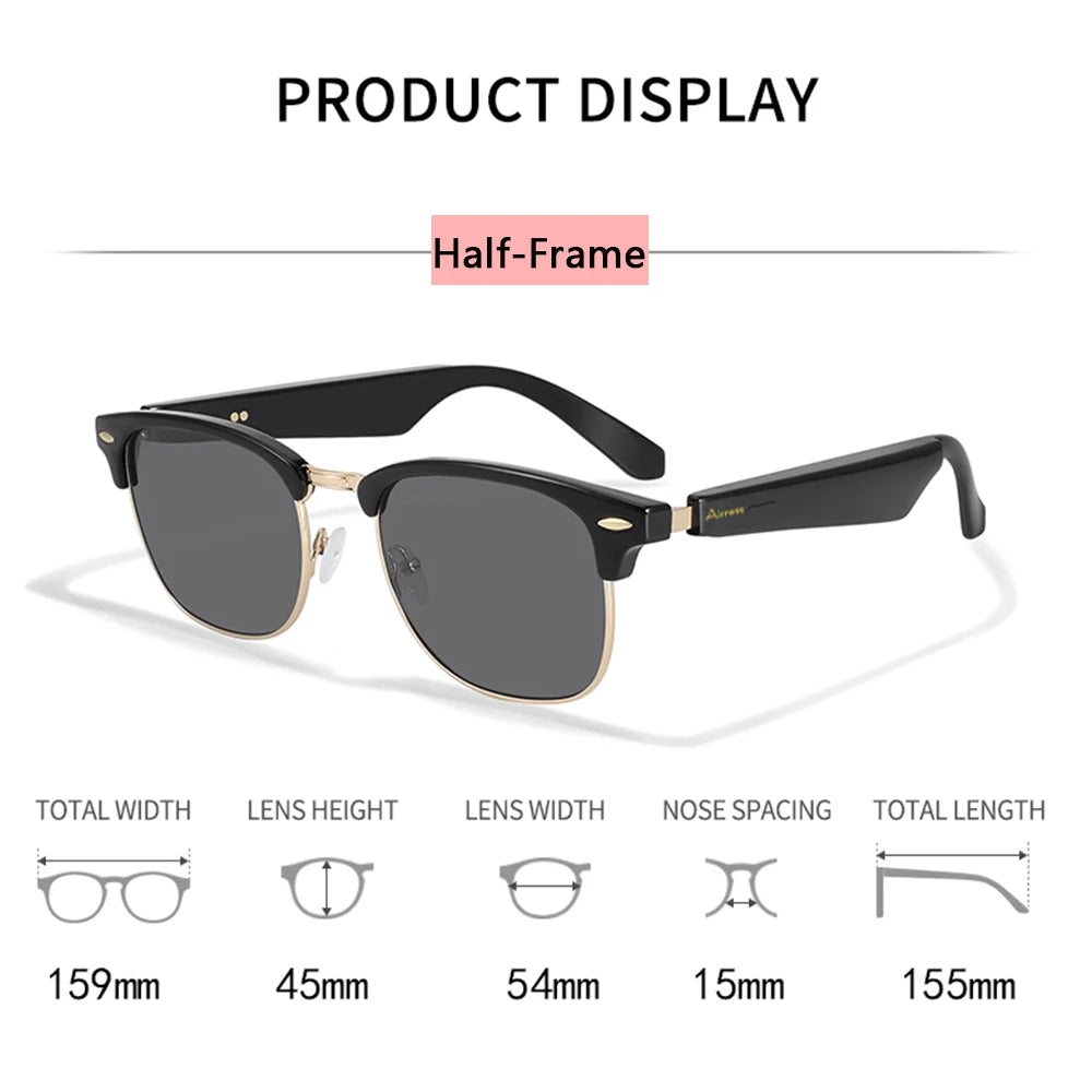 Smart Glasses with Speaker, Bluetooth glasses for Men and Women with Outdoor UV Protection,Support Voice Assistant/Android/Mac