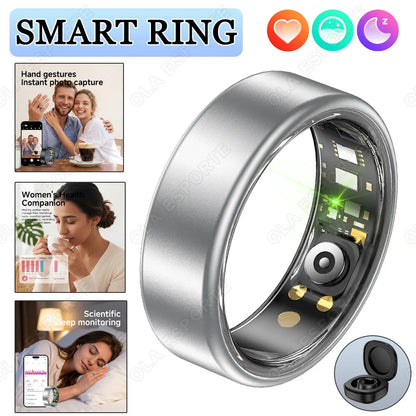 New Smart Ring with Case Heart Rate Blood Pressure Sleep Monitoring GPS Tracking IP68 Waterproof Men Women Smart Rings Gift Ring