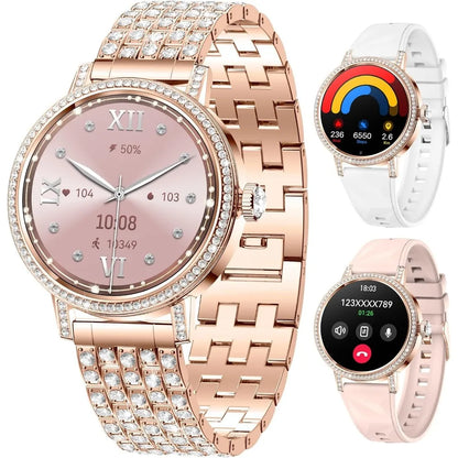 Women's Diamond-Accented Smartwatches: 1.27" TFT Display, Bluetooth Calling, Health Tracking, and 100+ Activity Modes
