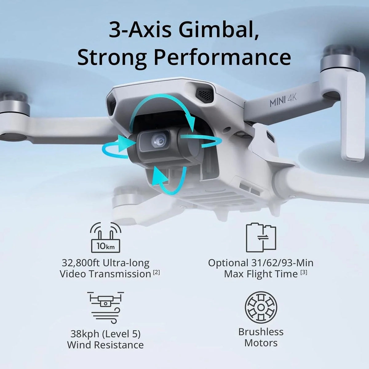 DJI Mini 4K Drones with a Camera | Drone 4K Professional Imaging Ultra-Light 4K 30FPS 3-Axis Gimbal 31Mins Flight 10KM Transmission 3 Batteries