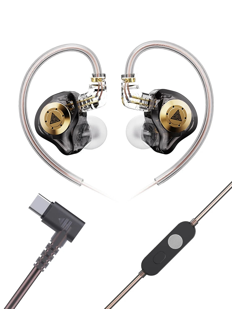 AK6 PRO IEM Earphones Bass Sound Earbuds Dynamic Drive HiFi Headphones Sport Noise Cancelling Headset with Detachable Cable