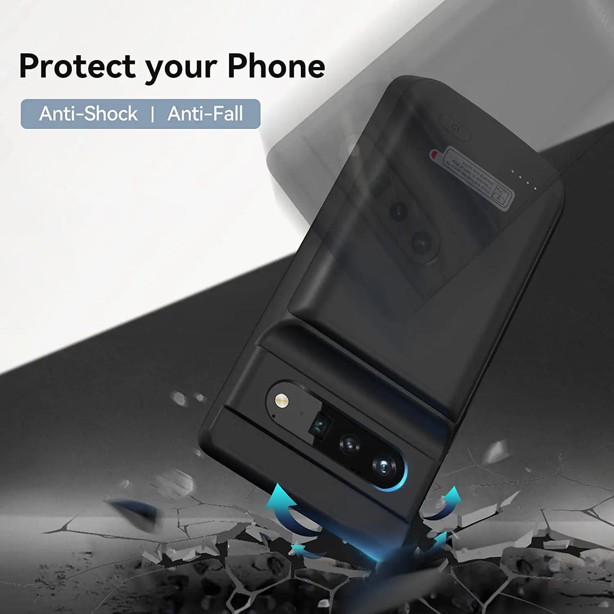 Battery Case for Google Pixel 6 Pro Powerful Rechargeable Charging Case 10000mAh Extended Backup Charger Case Power Bank