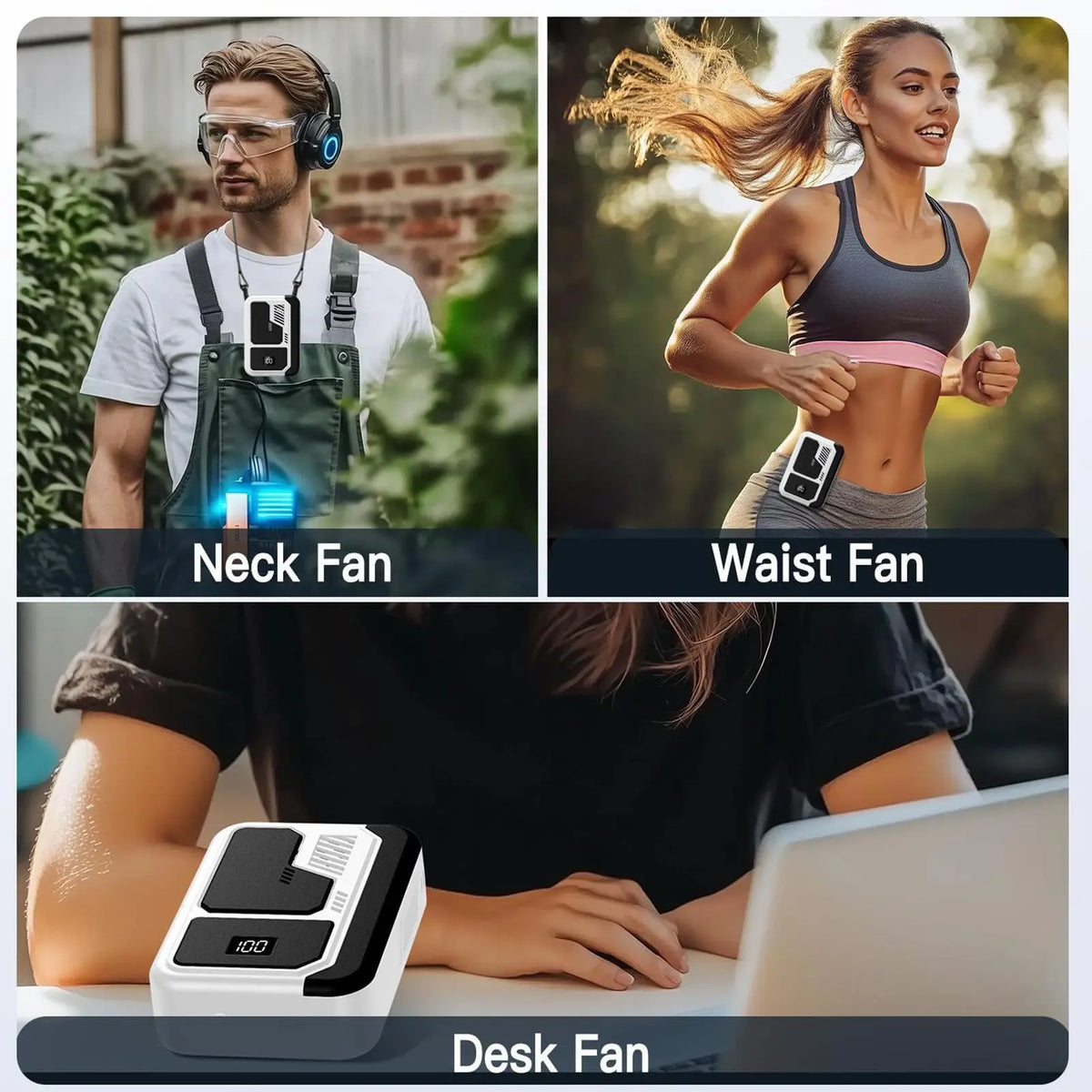 Waist Fan Cooling, Belt Clip Fan, 3-Speed Digital Display Air Cooler with Portable Design Use for Camping Hiking Fishing Beach Gym Travel Accessories, Hot Weather Personal Cooling Appliance