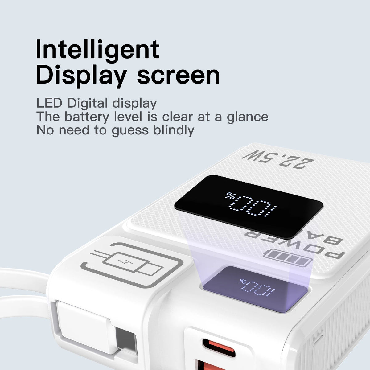 TQQDCI 10000mAh Portable Power Bank PD-C22.5W Dual Charge with Fast Charging Type-C Cable Compatible with iPhone And Samsung