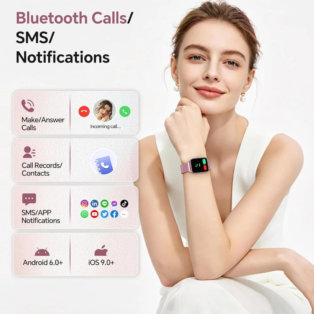 Fitness Watches with 1.85" HD Display, Dual OS, 120+ Modes, HR & Sleep Monitoring, 3ATM Water Res