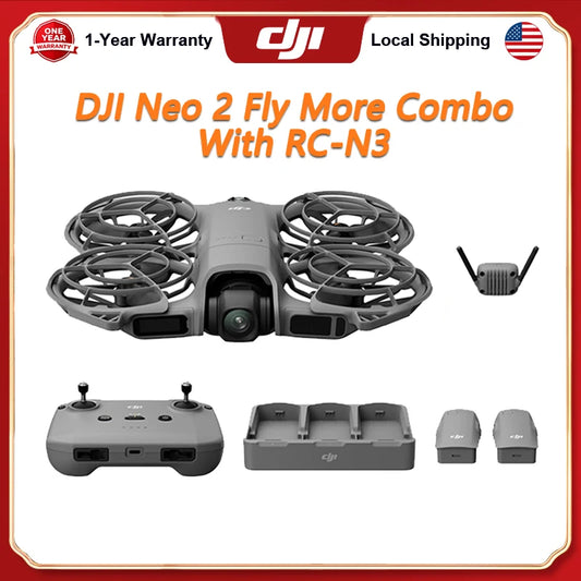 DJI Neo 2 Fly More Combo With RC-N3 Remote Controller Drones, Stable Transmission With Digital Transceiver, Neo 2 DJI 4K Drone for Beginners Wtih 3x Batteries