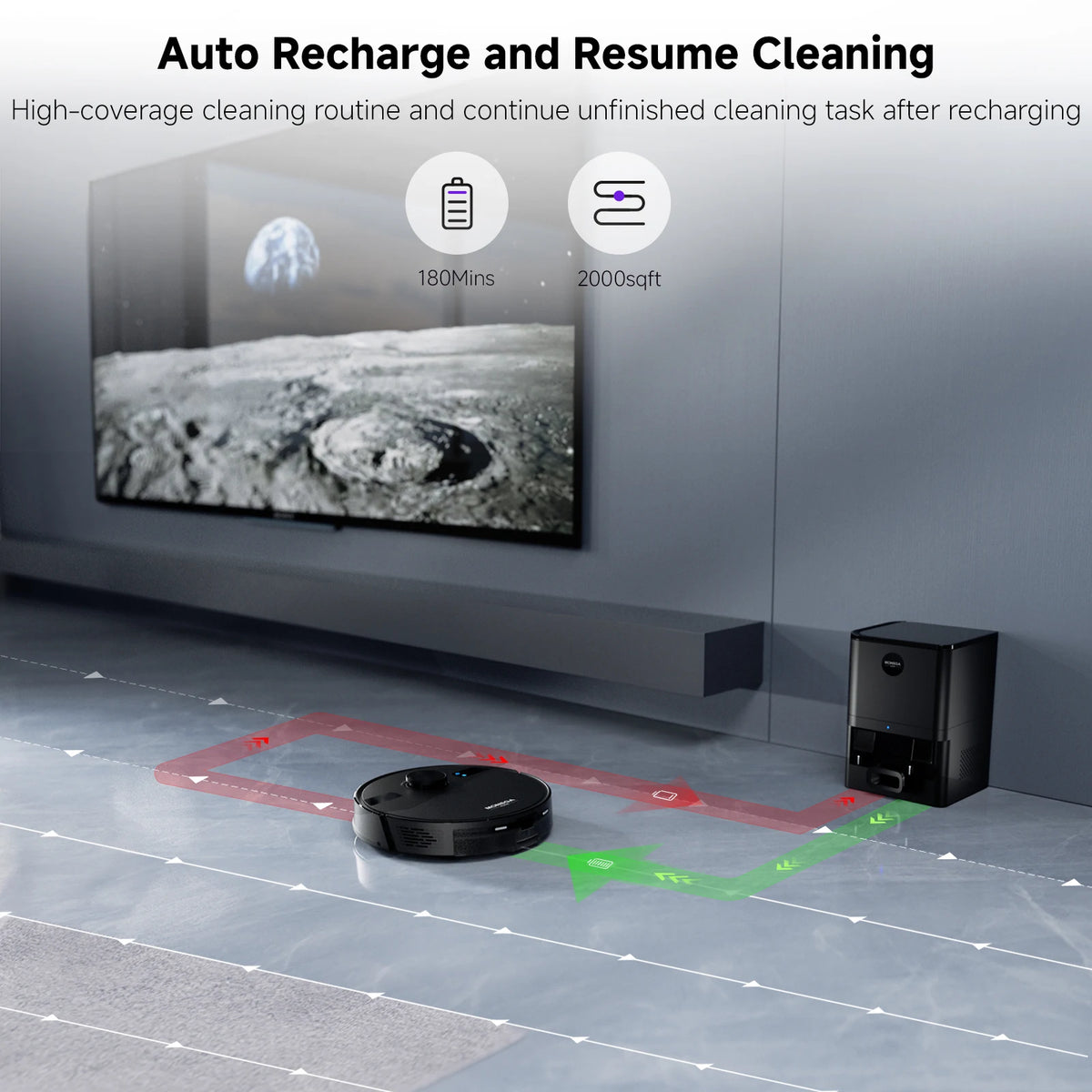 Refurbished MONSGA By Erabros MS1 MAX Robot Vacuum and Mop Combo, 6000Pa Strong Suction, 3.5L Self-Emptying Station, LDS Navigation Smart Mapping, 180 Mins Runtime, App/Voice/Remote Control, for Pet Hair Hard Floors Carpets (