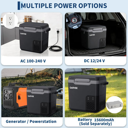 Car Refrigerator 19QT 18L Car Fridge Portable Freezer Compressor Electric Cooler Portable Refrigerator Rapid Freezing -4 Degree Fahrenheit To 68 Degree Fahrenheit 12V 24V DC Can Use Internal Battery Not Included LCD Built-In