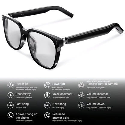 AI‑Powered Smart Glasses With Built‑In 100+‑Language Translation, Transparent Blue‑Light‑Blocking Wireless Eyewear, Magnetic Clip‑On Design, App‑Controlled Translation Function, Integrated Speakers, Delivers 360