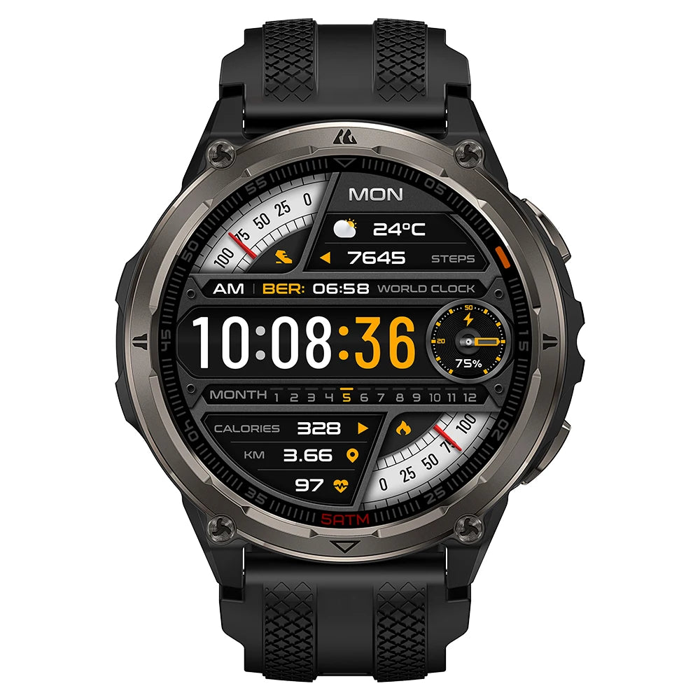KOSPET ORB 2 Rugged Smartwatch for Men Dual Band GPS L1+L5 AMOLED 1.43" Military Watch 5ATM IP69 LED Flashlight 170+ Sports