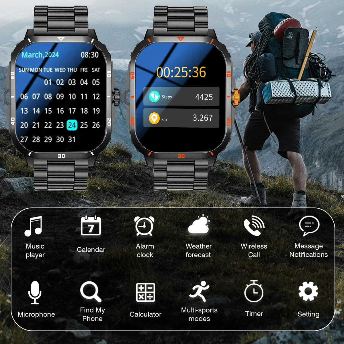 New Full-Touch High-Definition Men'S and Women'S Sports Smartwatch Features ,Wireless Dialing, Answering Calls, Motion Tracking,  Music Control. Suitable for Android & Iphone,Christmas/New Year/Birthday Watch Gifts