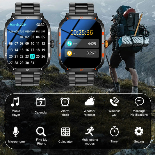 New Full-Touch High-Definition Men'S and Women'S Sports Smartwatch Features ,Wireless Dialing, Answering Calls, Motion Tracking,  Music Control. Suitable for Android & Iphone,Christmas/New Year/Birthday Watch Gifts