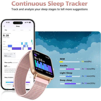 Smart Watches: Fitness Tracker, Call/SMS, Heart Rate, SpO2, Stress, Sleep, 100+ Modes, Waterproof, 2 Bands