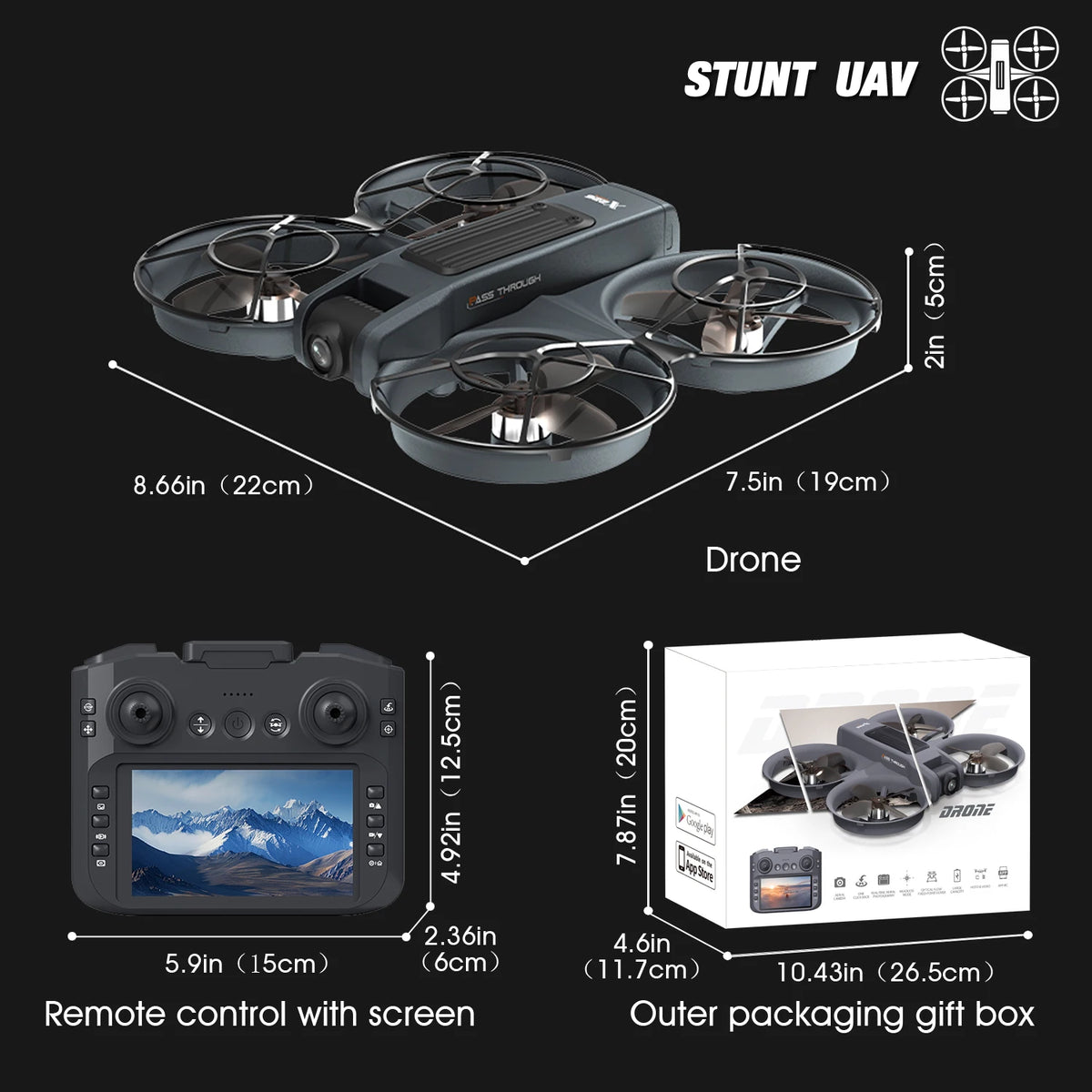 4.5-Inch Screen Remote Control Or Remote Control Without Screen | Drone With Dual Cameras | Brushless Motor, 40-Min Flight, Foldable Quadcopter, Optical Flow Positioning, Wind Resistanc